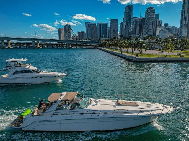 Website mockup for Mr. Sea Miami boat rental platform
